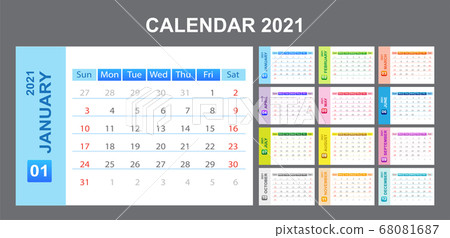 Calendar annual vector template year 2021 for office, layout corporate and company with horizontal. Calendar annual vector template year 2021 for office, layout corporate and company with horizontal. 68081687
