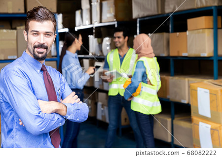 White caucasian warehouse manager portrait with White caucasian warehouse manager portrait with 68082222