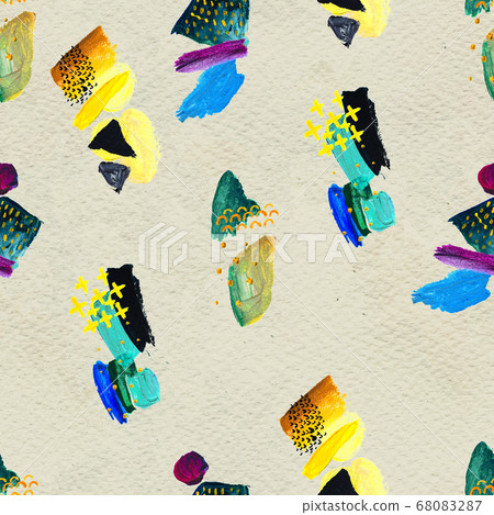 Seamless pattern made by hand drawn paint strokes. 68083287
