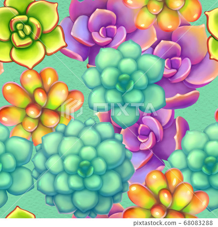 Seamless pattern with succulents. Beautiful floral print. 68083288