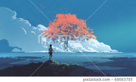 the giant autumn tree at the horizon the giant autumn tree at the horizon 68083785