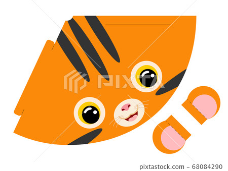 Printable mockup cap tiger. Festive cone template Printable mockup cap tiger. Festive cone template 68084290