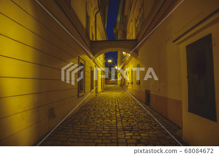Night street of old Prague Under the light of Night street of old Prague Under the light of 68084672