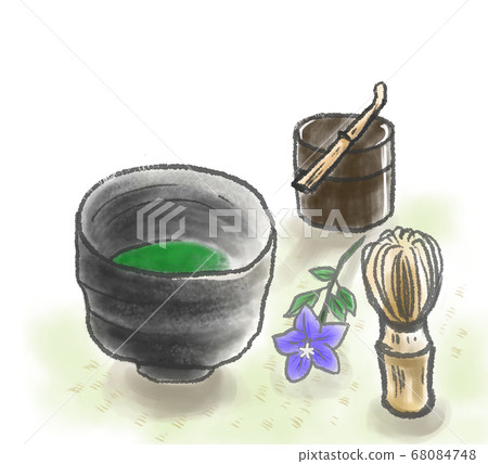 Hand drawn watercolor style tea ceremony set Hand drawn watercolor style tea ceremony set 68084748