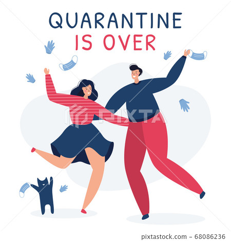 A couple is happy that the quarantine is over. 68086236