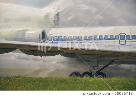 White plane standing in the outdoors in the sunny day 68086718