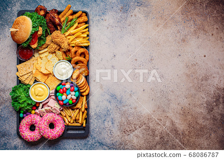Fast food platter. Junk food concept. 68086787