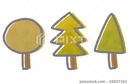 Cute autumn and winter trees in a watercolor style 68087163