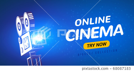 Online cinema poster concept background. Movie - Stock Illustration  [68087183] - PIXTA