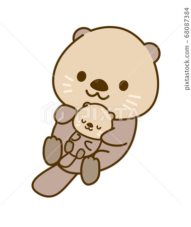 Illustration of a parent and child sea otter Illustration of a parent and child sea otter 68087384