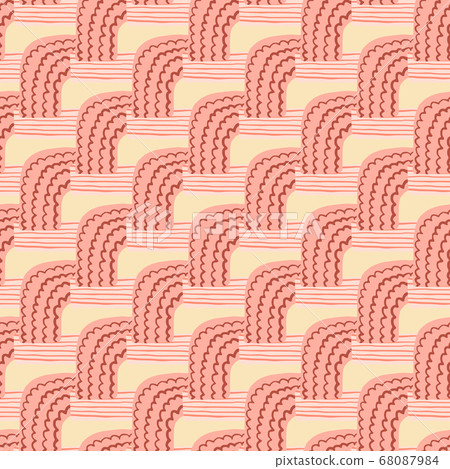 Doodle figures seamless geometric pattern on lines 68087984