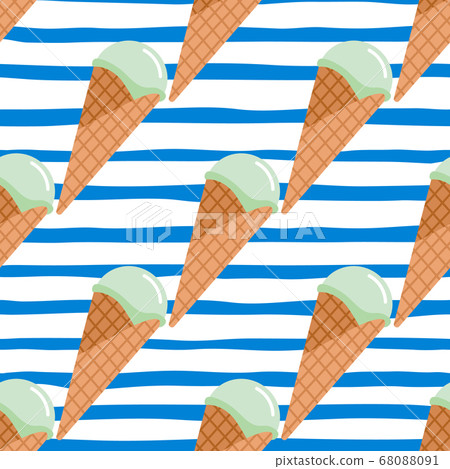 Seamless pattern with ice cream on white - Stock Illustration [68088091 ...