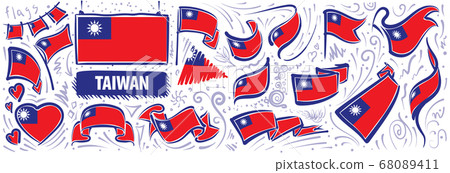 Vector set of the national flag of Taiwan in various creative designs Vector set of the national flag of Taiwan in various creative designs 68089411