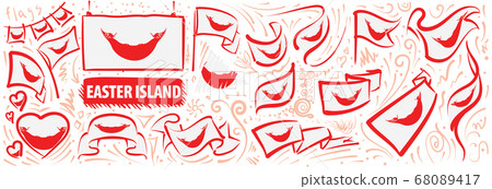Vector set of the national flag of Easter Island in various creative designs Vector set of the national flag of Easter Island in various creative designs 68089417