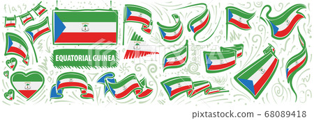 Vector set of the national flag of Equatorial Guinea in various creative designs 68089418