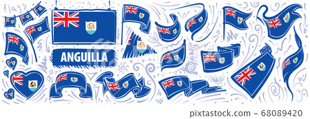 Vector set of the national flag of Anguilla in various creative designs Vector set of the national flag of Anguilla in various creative designs 68089420