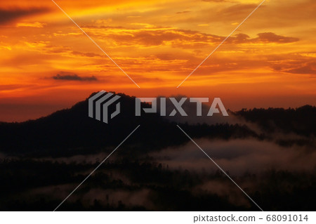 Sunset over mountain at Khao Takhian Ngo mountain Sunset over mountain at Khao Takhian Ngo mountain 68091014