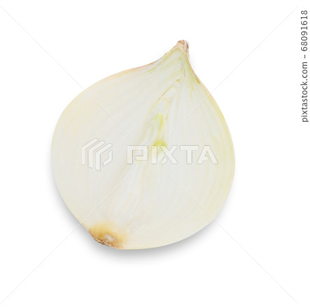 white onion top view on white background. 68091618