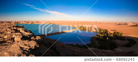 Sunset aerial Panoramic view to Yoa lake group of 68092243