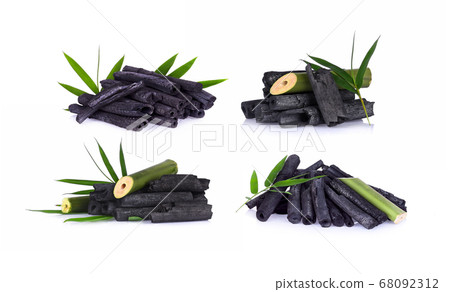 Natural bamboo charcoal isolated on white 68092312