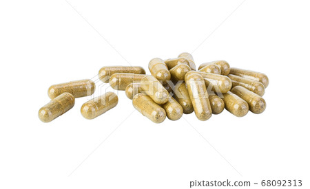 Herbal Capsules on white background 68092313
