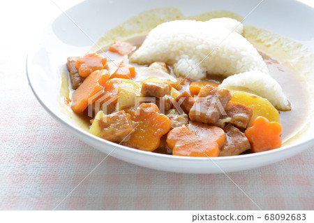 Japanese curry with dolphin rice shape and fried 68092683