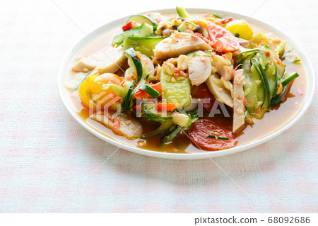 Cucumber salad with preserved pork sausages, Thai 68092686