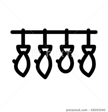 fish drying icon vector outline illustration 68093040