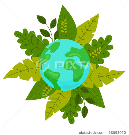 Save planet nature concept, globe earth at circle leaves background, icon for logo or sticker Save planet nature concept, globe earth at circle leaves background, icon for logo or sticker 68093050