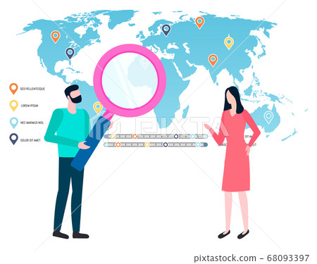 World Map with Marked Places, Navigation Symbols World Map with Marked Places, Navigation Symbols 68093397