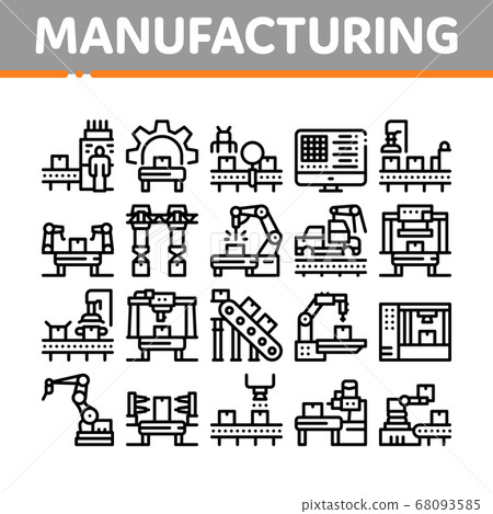 Manufacturing Process Collection Icons Set Vector Illustrations 68093585