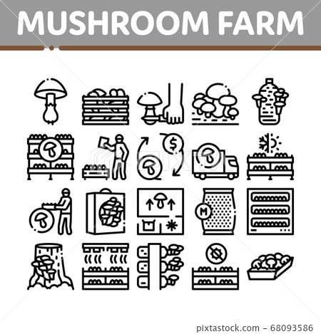 Mushroom Farm Plant Collection Icons Set Vector 68093586