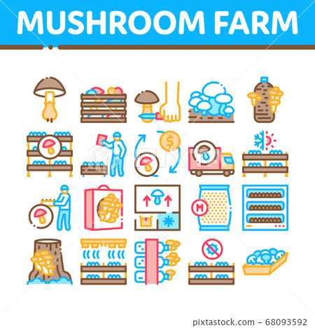 Mushroom Farm Plant Collection Icons Set Vector Mushroom Farm Plant Collection Icons Set Vector 68093592