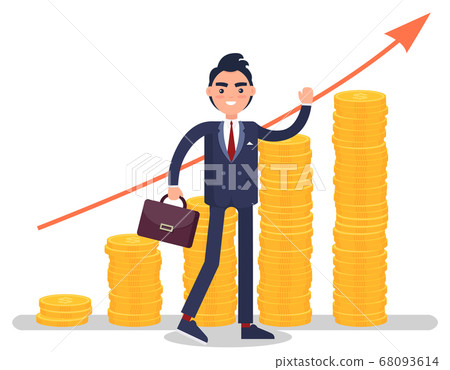Businessman with Briefcase and Graph Growth Vector 68093614