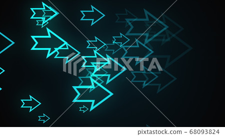 Computer generated abstract background. Lots of outline neon arrows, 3D rendering 68093824