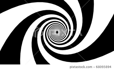 Black and white stripes form a hypnotic funnel, computer generated. 3d rendering of dynamic background 68093894
