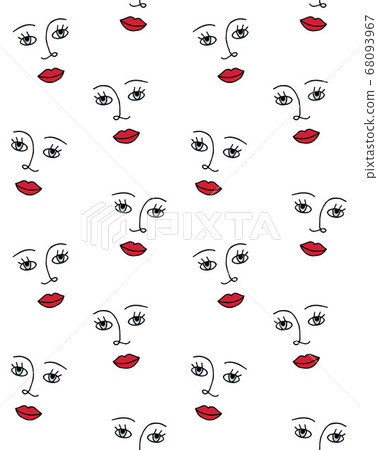 Vector seamless pattern of sketch woman face - Stock Illustration ...