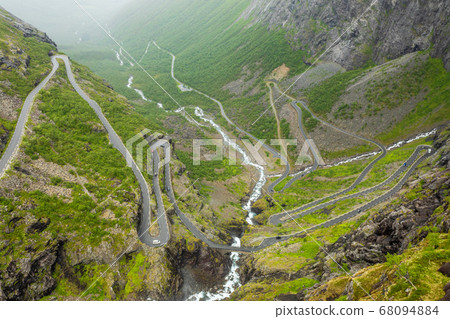 Path of trolles, the curved road across mountain, 68094884