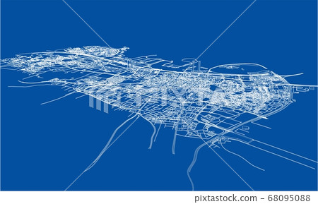 Outline city concept. Wire-frame style Outline city concept. Wire-frame style 68095088
