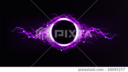 Electric circle frame with lightning discharge 68095257