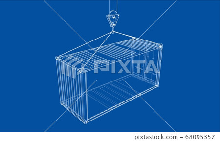 Cargo container. Wire-frame style Cargo container. Wire-frame style 68095357