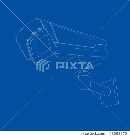 Outline CCTV camera. Security camera 68095379