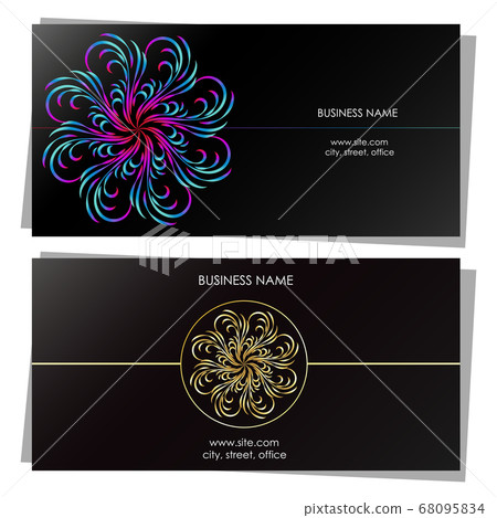 Business card golden and multicolored flower 68095834
