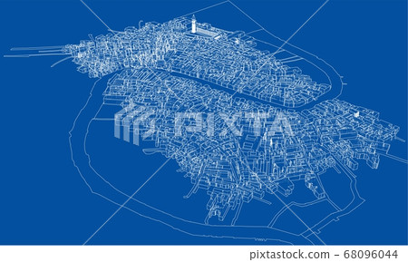 Outline city concept. Wire-frame style Outline city concept. Wire-frame style 68096044