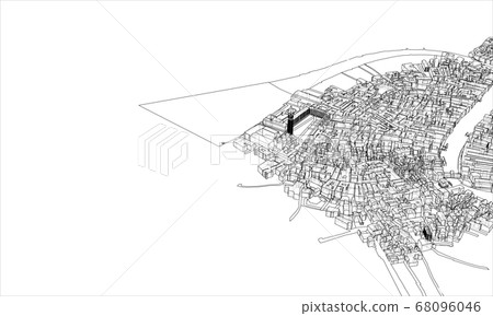 Outline city concept. Wire-frame style Outline city concept. Wire-frame style 68096046
