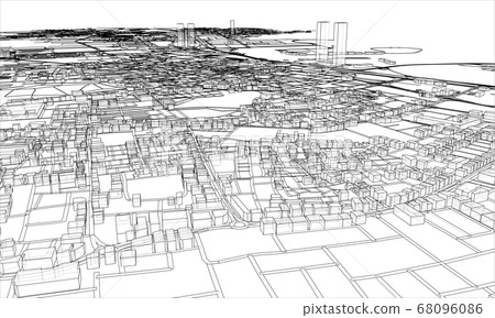 Outline city concept. Wire-frame style Outline city concept. Wire-frame style 68096086