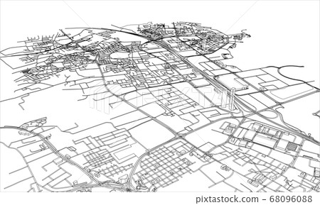 Outline city concept. Wire-frame style Outline city concept. Wire-frame style 68096088