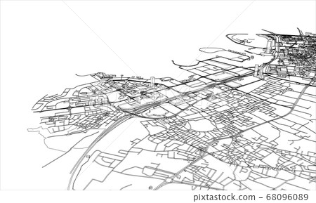 Outline city concept. Wire-frame style Outline city concept. Wire-frame style 68096089