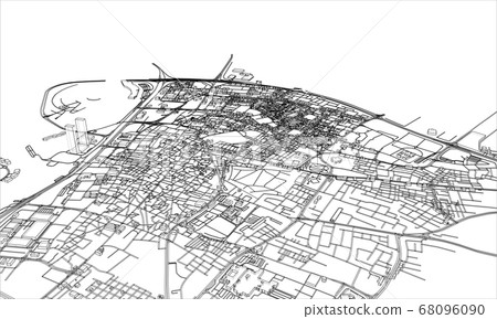 Outline city concept. Wire-frame style 68096090