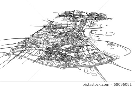 Outline city concept. Wire-frame style Outline city concept. Wire-frame style 68096091